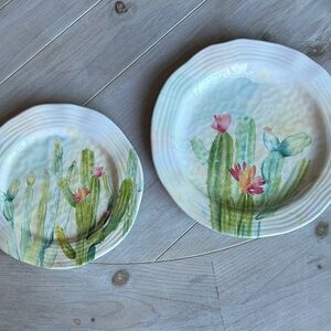 Cactus Design Melamine Plates - Set of 2